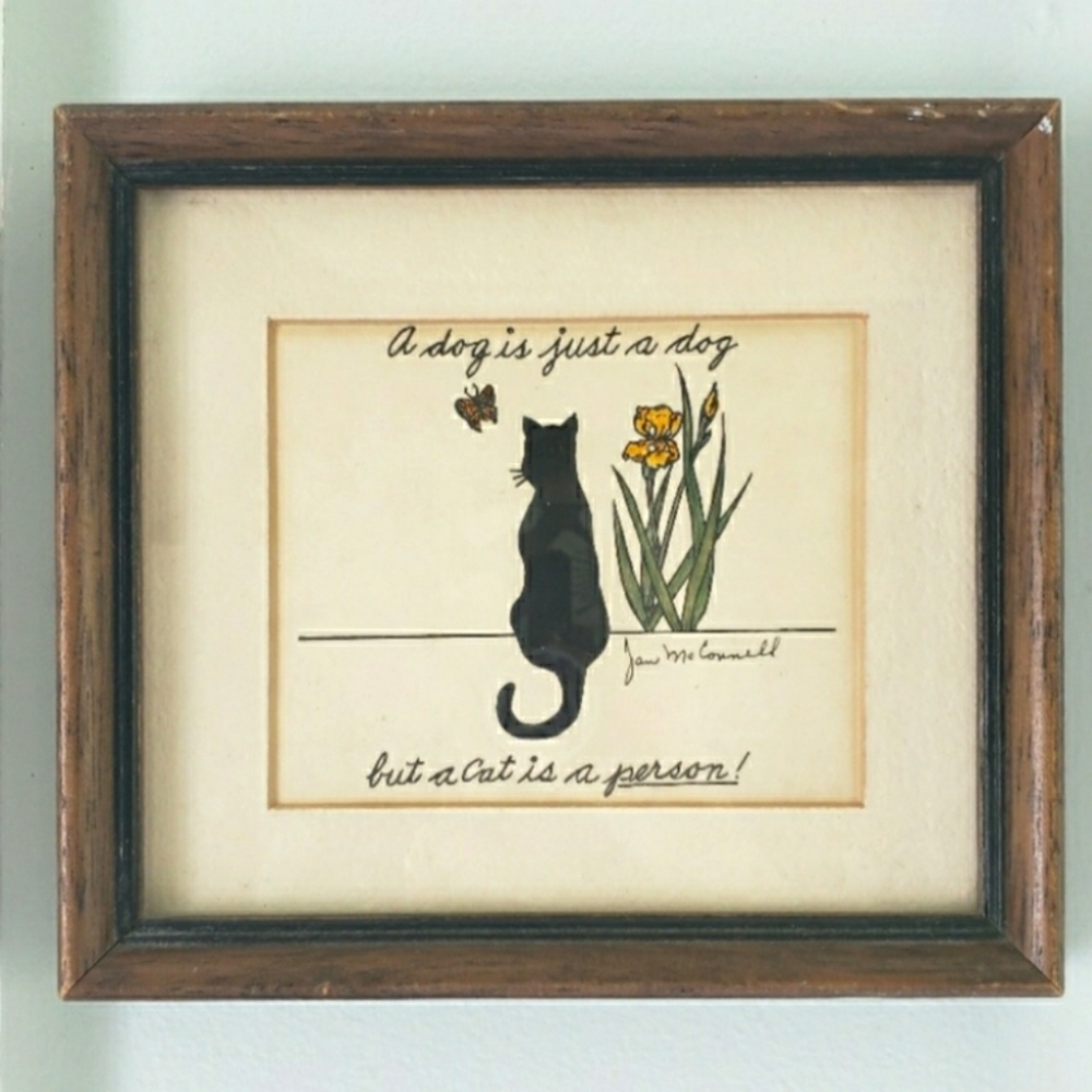 Small Vintage Original Cat Art by Jan McConnell